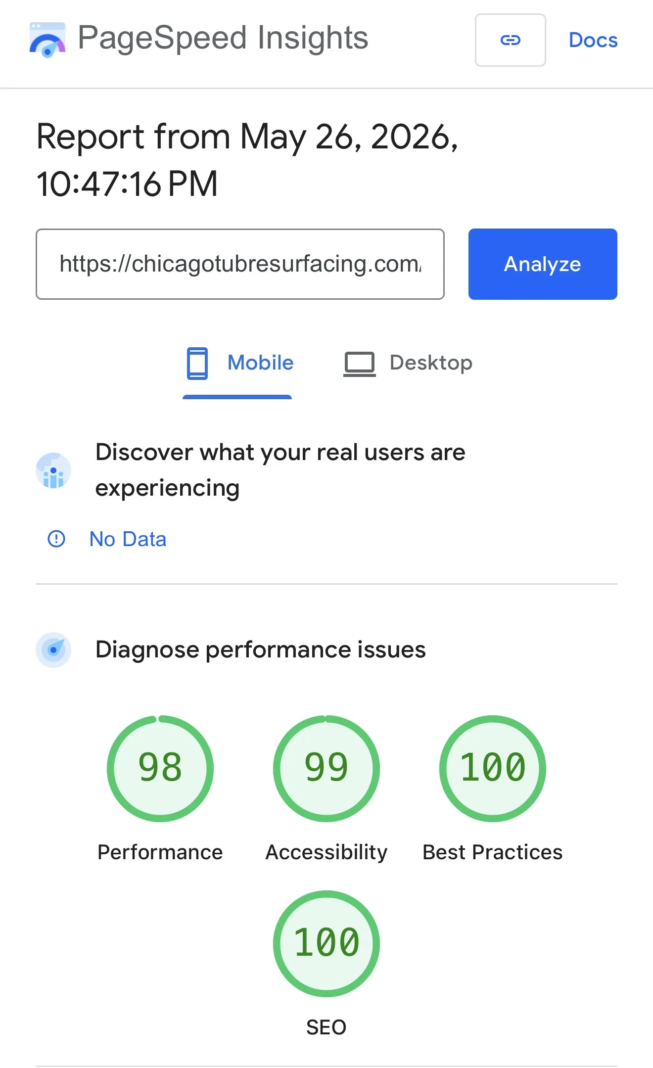 Versión móvil laboratorio de PageSpeed Insights report for the DashiD LLC sitio web