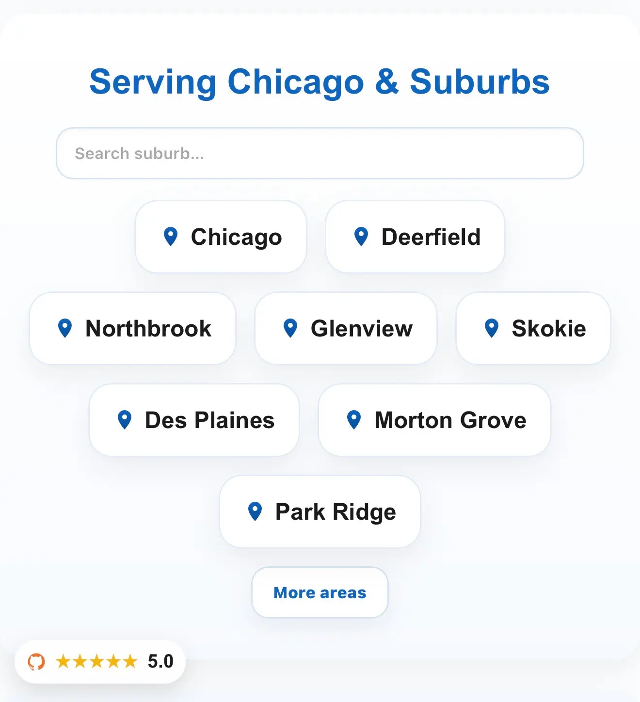 Captura móvil de DashiD LLC service area contenido for Chicago y suburbs.